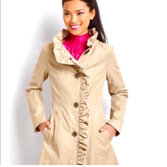 Betsey Johnson Jackets & Blazers - Betsey Johnson Ruffle Rose Trench Coat Sz  S